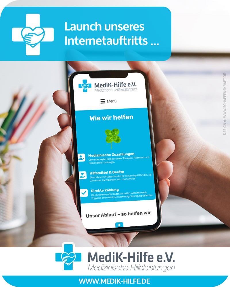 Neue Website von MediK-Hilfe e.V. auf Smartphone